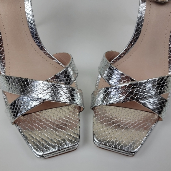 SCHUTZ Silver Leather Ava Rose High Heel Sandal 8.5 - Picture 5 of 14